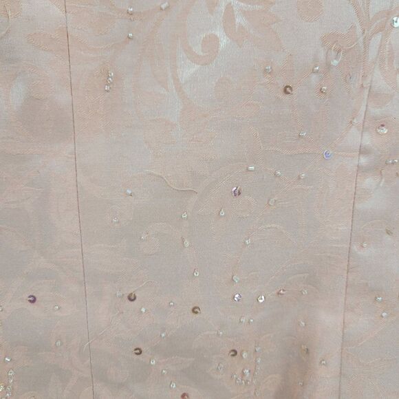 Vintage 80's Maxi Skirt Set Petites 16WP Pink Modest Beaded Button Up Shimmer - Picture 10 of 17